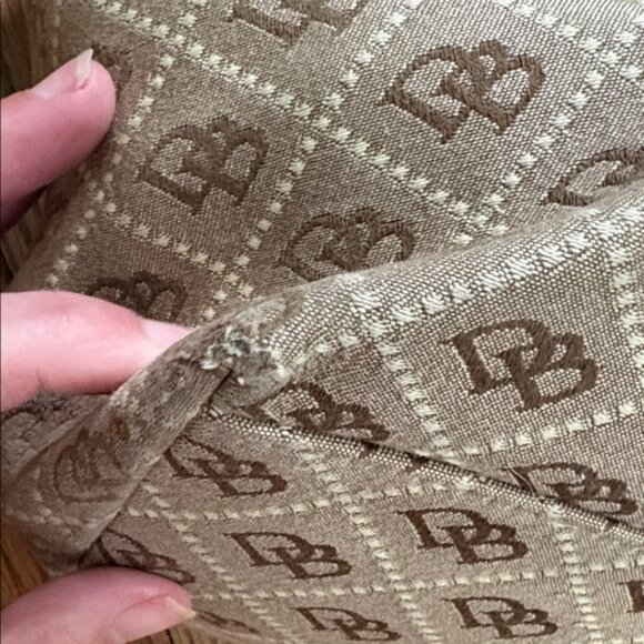 Vintage Dooney & Bourke Monogram Chiara Tote Bag Purse Brown - Picture 14 of 16